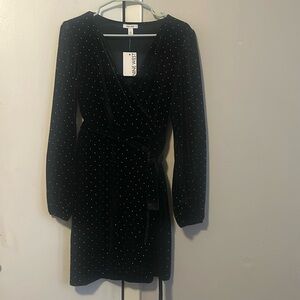 Nine West Short Black Long-Sleeved Dress - size large